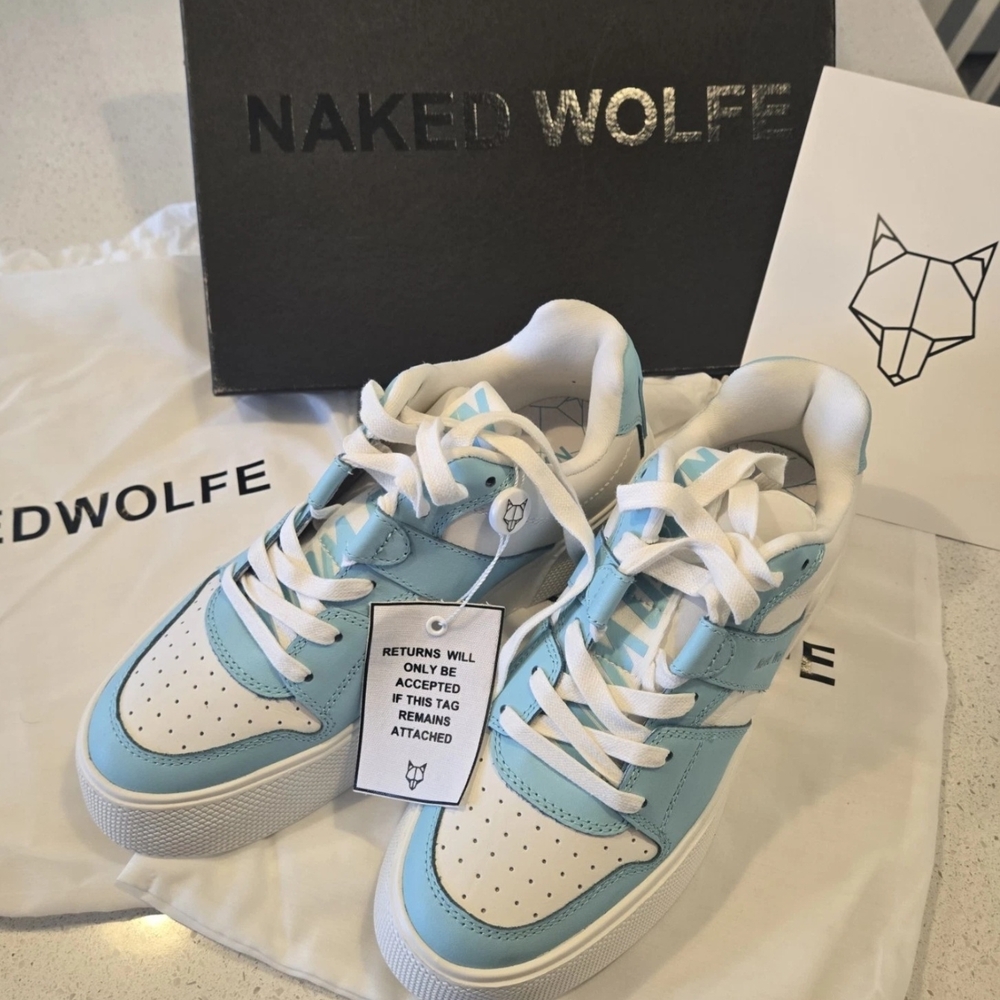 Naked Wolfe Women's Blue and White Sneakers